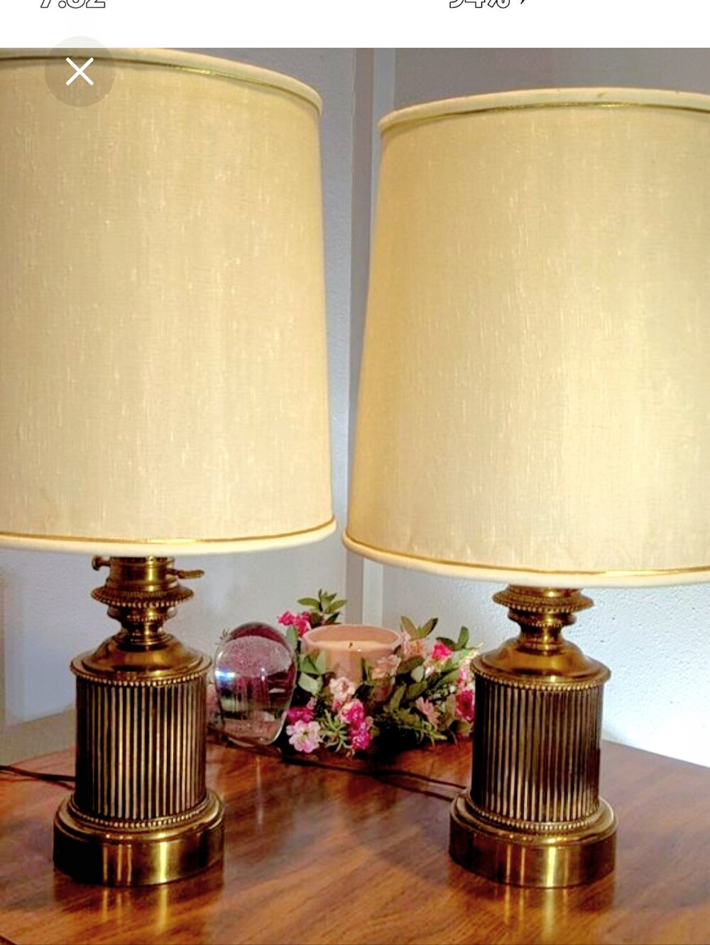 2 Vntg Mid-Century STIFFEL Hollywood Regency Brass MCM Table Lamps Heavy Retro